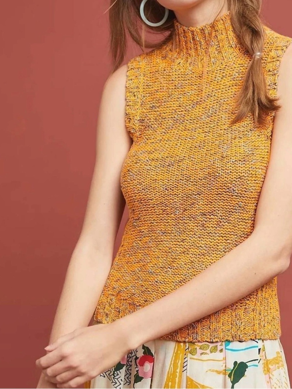 By Anthropologie Sunrise Chunky Knit Mock Neck Sweater Vest S